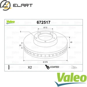 2x BRAKE DISC 672517 FOR MAZDA 53 LF-ZB/VE/DE/VD 2.0L Y650/Y655/Y6Y1/Y601 1.6L - Picture 1 of 7
