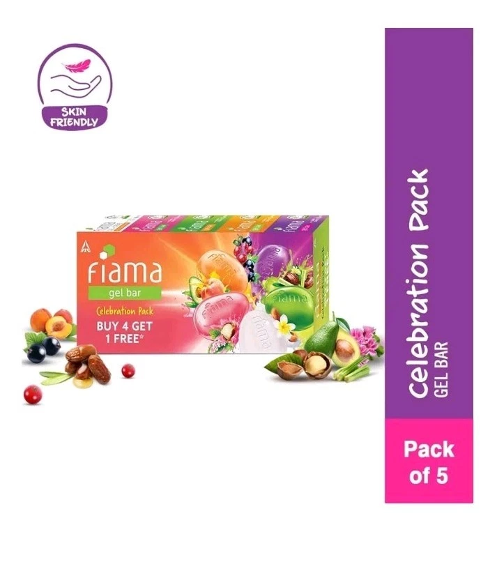 5 X 125g FIAMA ASSORTED 5 DIFFERENT CELEBRATION BATH GEL BARS SOAP