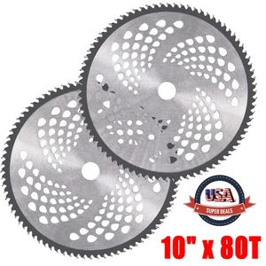 2 Pcks 10" x 80T Brush Cutter Blade , Carbide Tip Circular Saw Weed Eater Blades - Picture 1 of 5