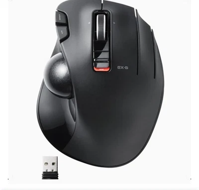 ELECOM EX-G Trackball Mouse 2.4GHz USB Wireless M-XT3DRBK Ergonomic Right Hand - Image 1 of 4