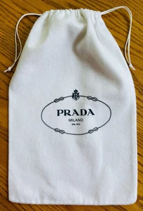 Prada Dust Cover Pouch Drawstring Bag White Flannel 8.5x 13.5” Travel - Picture 1 of 7