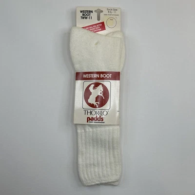 VTG Socks Thorlo Acrylic Western Boot 8.5-11 Mid Calf 90s White Thorlos TWW-11 - Image 1 of 4