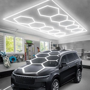 LED Hexagon Garage Lights Bright Honeycomb Light Ceiling Light for Workshop - Picture 1 of 18
