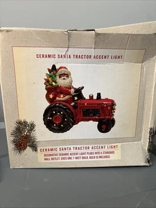 Cracker Barrel Ceramica Babbo Natale Equitazione Trattore Luce Accento - Foto 1 di 4