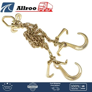 US V-Chain Bridle w/8"Medium J Hooks,T- Hook&J-Hook w/ Grab Hooks 5/16''x3' G70 - Picture 1 of 8