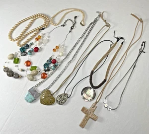Lote Mixto de 9 Collares Bisutería Medallón Jabón Piedra Turquesa Cuentas - Imagen 1 de 10