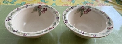 Conjunto de 2 tigelas de cereais sopa profunda uvas cerejas Pfaltzgraff JAMBERRY - Imagem 1 de 4