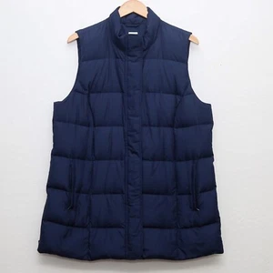 J.Jill Down Puffer Vest Tunic Women's L Navy Mid Length Full Zip Quilted - Picture 1 of 12