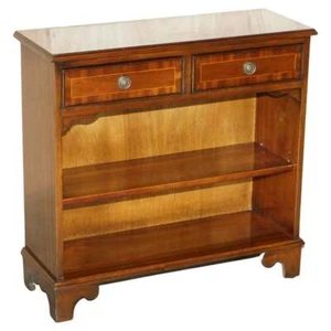 VINTAGE TWO DRAWER BEVAN FUNNELL FLAMED MAHOGANY DWARF OPEN LIBRARY BOOKCASE - Picture 1 of 12