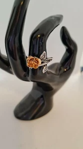 925 sterling silver size 7 ring with gold rose - Imagen 1 de 2
