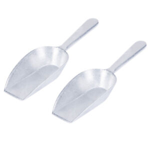 (Set of 2) 4 oz Flat Bottom Aluminum Scoop, One-Piece Small Utility Scoops