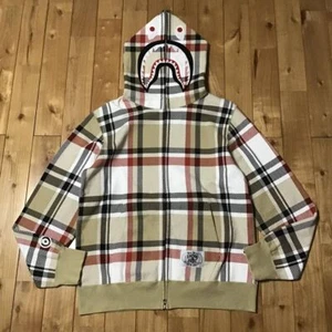 Xl Bape Logo Check Shark Hoodie Full Zip A Bathing Ape No.aj1184 2504TY - Picture 1 of 10
