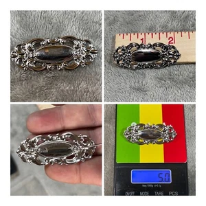 Vintage Beau Sterling Silver Not Monogrammed Oval Brooch Pin - Picture 1 of 9