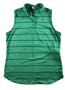 Under Armour Heat Gear Sleeveless Shirt Tank Style Green Striped GIRLS Youth YXL - Foto 1 di 10