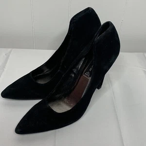 Steven Steve Madden Black Suede Leather Heels Womens 7 Pointed Toe Pump - Picture 1 of 8