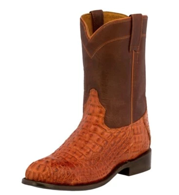 Mens Cowboy Boot Leather Real Crocodile Hornback Skin Cognac Size 10.5, 12-13.5 - Imagem 1 de 4