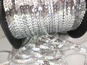 10 METER Pailletten Borte Spitze Silber waschbar 0,19€ /meter DE - Picture 1 of 3