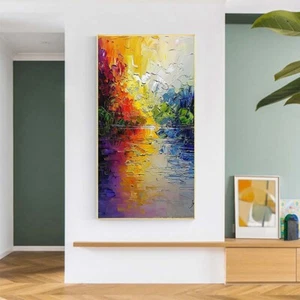 original scenery Abstract Handpainted Oil Painting On Canvas Room Home Decor Red - Picture 1 of 4