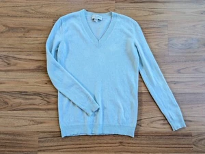 White + Warren Green 100% Cashmere Long Sleeve V-Neck Sweater Size XS C5 - Picture 1 of 10