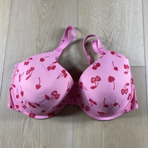 Victoria Secret PINK Bra 40DDD Wear Everywhere Lightly Lined Pink Cherry Heart - Picture 1 of 4