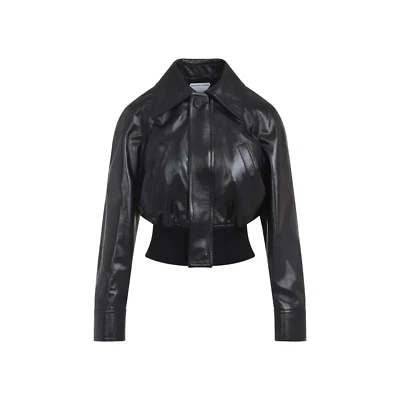 Chaqueta Blusa BOTTEGA VENETA $5600 Cuero Claro Negra Nueva y Auténtica Foto 1 de 2