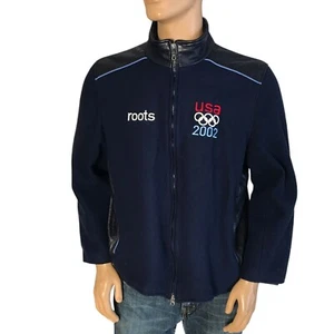 Vintage Roots 2002 Team USA Olympische Offizielle Lederwolljacke großer YKK Reißverschluss - Bild 1 von 22