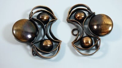 Vintage Mid Century Modern Copper Lady Belt Buckle set of 2 pieces Copper metal - Image 1 of 4