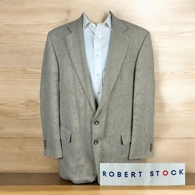Abrigo deportivo Robert Stock para hombre 46L 100 % seda tweed beige Foto 1 de 4