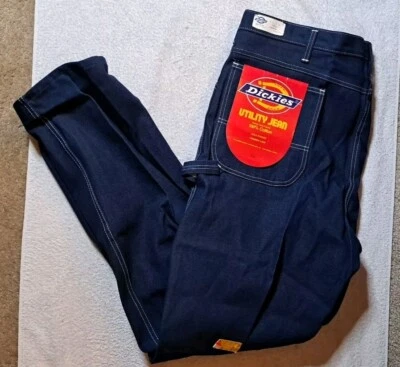 Calça jeans vintage Dickies utilitária trabalho EUA jeans 42 x 34 NOS talon zíper - Imagem 1 de 4