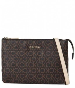 Calvin Klein Brown CK Must EW Crossbody Monogram Bag Crossbody - NEW - Picture 1 of 12