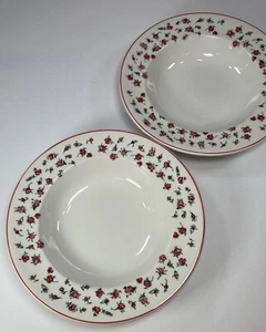 Ciotole per zuppa cerchio motivo floreale Ralph Lauren Wedgwood Old Mill 8,5"" 2 in set 1992 - Foto 1 di 18