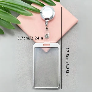 4Pcs Aluminium Alloy ID Card Holder Badge Holder with Removable Clip and Lanyard - Picture 1 of 6