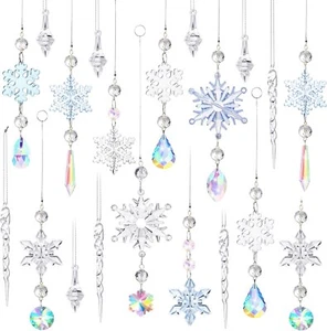 32 Stck. Kristall geschliffen Acryl Weihnachten Schneeflocke Dekorationen Eiszapfen Tropfen Ornamente - Bild 1 von 7
