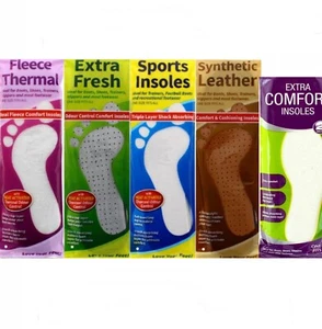 4x Shoe Insoles Insert Thermal Sports Extra Fresh Comfot Leather Men Women 3-11 - Picture 1 of 21