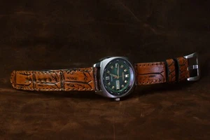 PULSERA RELOJ 26 24 22MM MARRÓN CARAMELO AUTÉNTICO COCODRILO BELLY MA CORREA PARA PANERAI - Imagen 1 de 12