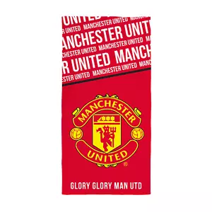 Manchester United FC Shield Football Crest Cotton Towel Red Yellow Pool Beach - Picture 1 of 5