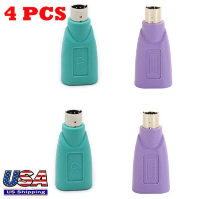 4 Pcs PS/2 Male to USB Female Converter Adapter for Mouse and Keyboard - Image 1 of 4