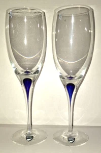 NWT ORREFORS INTERMEZZO BLUE 8" CRYSTAL WHITE WINE STEMMED GLASS - 2 AVAILABLE - Picture 1 of 7