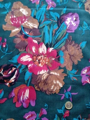 Vintage irregular shaped remnant of FLORAL Liberty of London VARUNA WOOL fabric  - Image 1 of 4