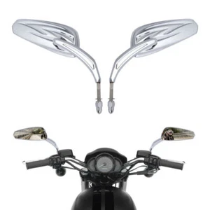 Chrome 8mm Rear View Side Mirrors For Harley Touring Electra Road Glide King - Picture 1 of 9