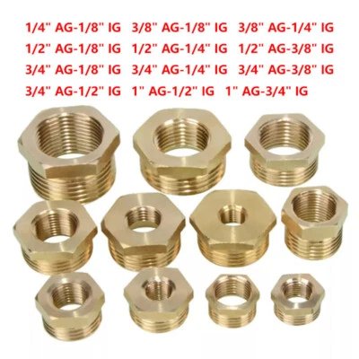 1/8" 1/4" 3/8" 1/2" 3/4" 1" Brass Reducer Male Thread AG - IG Reduction Fittings - Image 1 of 4