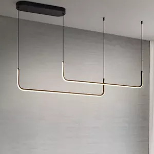 Sedelan Modern Linear Chandelier, Dimmable LED Pendant Light Fixtures, 2 Lights - Picture 1 of 7