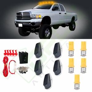 5 Smoke Cab Roof Light Marker w/ Amber Led &Wire Kit For 73-97 Ford F Super Duty