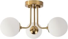 Modern Semi Flush Mount Ceiling Light,Globe White Glass Shade Semi Ceiling Light