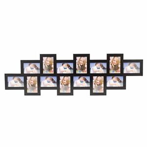 Extra Large Multi Photo Frame | 14 Aperture Black Wooden 6x4 Picture Frame