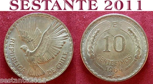 B23 CHILE CILE 10 CENTESIMOS CENTESIMI 1964 KM# 191 - Imagen 1 de 1