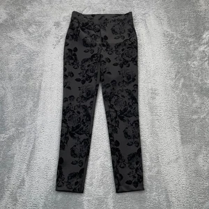 Vintage Joseph Ribkoff Hose Damen Medium schwarz Blumen Paisley Samt spitz zulaufendes Bein - Bild 1 von 8