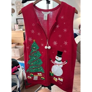 Sophia Jayne Chaleco de Navidad Mujer L Árbol de Vacaciones Muñeco de Nieve Suéter - Imagen 1 de 3