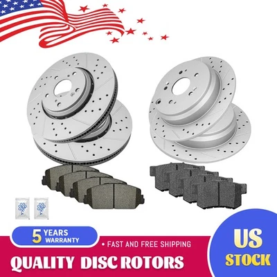 Rotores de disco de freno delanteros traseros y pastillas de cerámica para Acura RDX 2014-2016 2017 2018 Foto 1 de 4