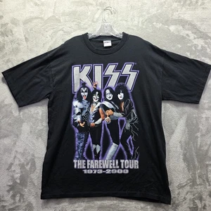 Vintage KISS Shirt Mens XL Black The Farewell Tour 1973-2000 Band Tee 90s Rock - Picture 1 of 11